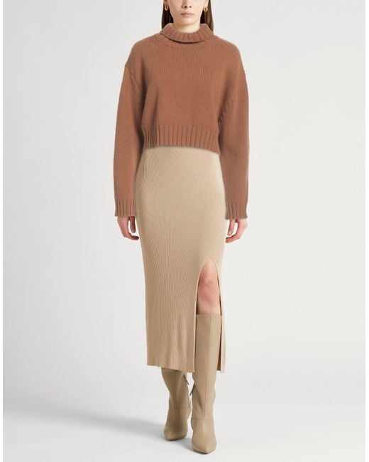 Roberto Collina Brown Turtleneck Wool, Cashmere