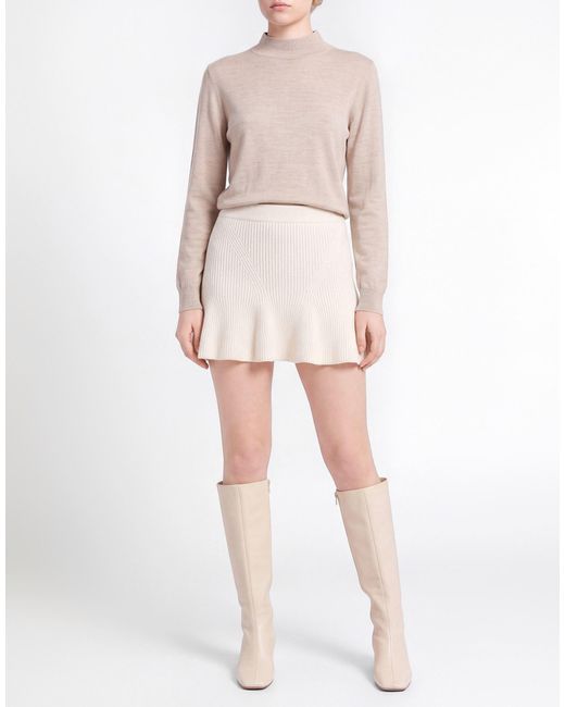 Elisabetta Franchi Natural Ivory Mini Skirt Viscose, Polyamide, Polyester
