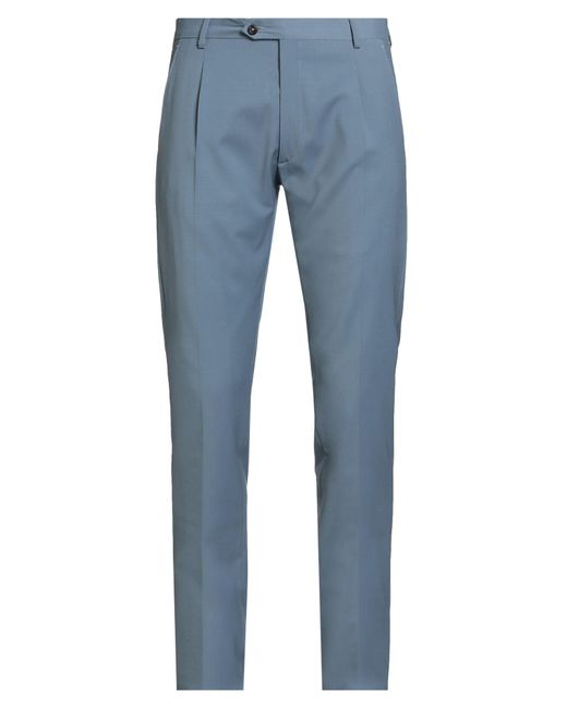 Messagerie Blue Pants Polyester, Wool, Elastane for men