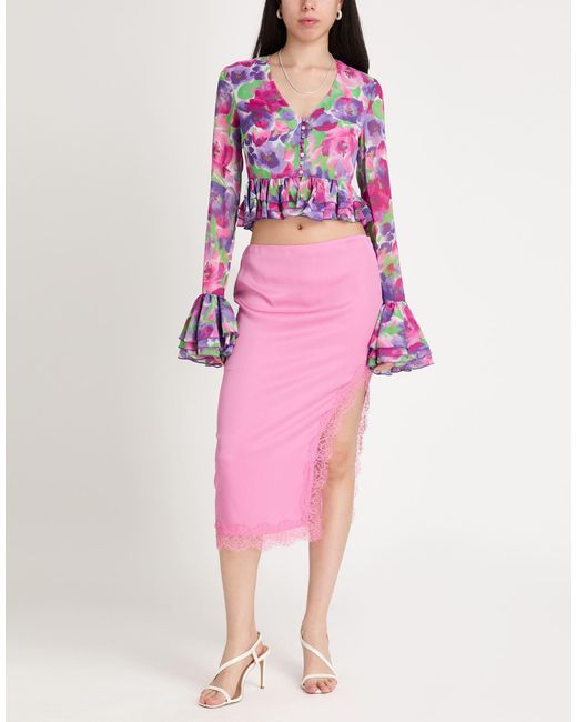 Moschino Pink Fuchsia Midi Skirt Acetate, Silk