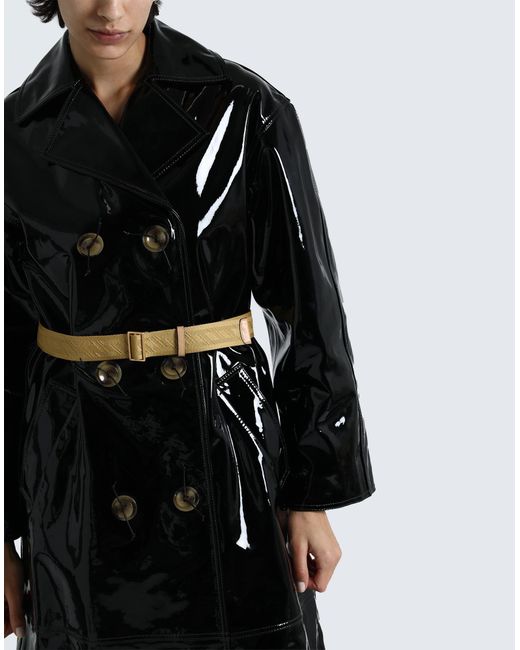 Tory Burch Black Double-breasted Patent-leather Coat