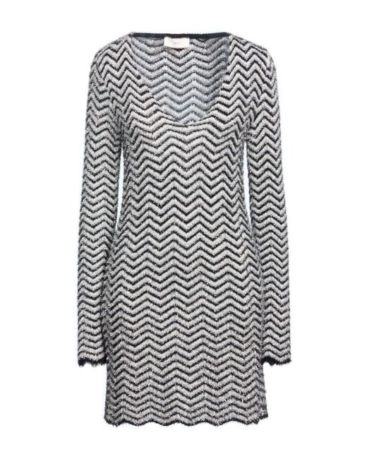 Akep Gray Mini Dress Polyamide, Metal Fiber, Acrylic, Nylon, Alpaca Wool
