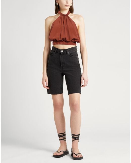 FEDERICA TOSI Red Tan Top Silk, Acetate