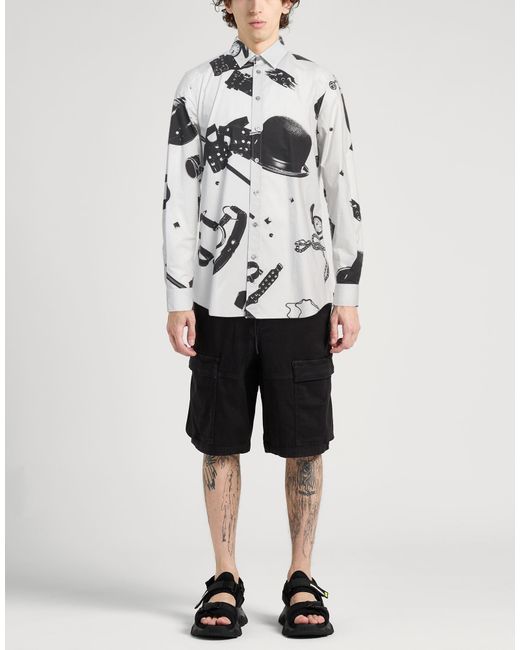 Moschino Gray Couture Light Shirt Cotton for men