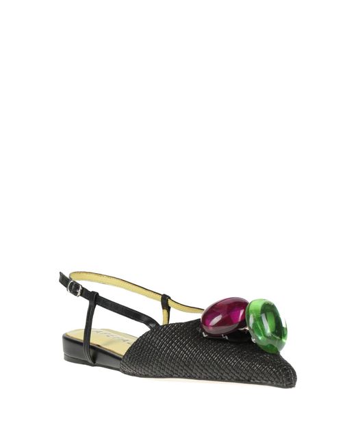 Apepazza Black Ballet Flats Leather, Textile Fibers