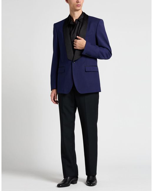 Dolce & Gabbana Blue Blazer Virgin Wool, Silk, Polyester, Elastane for men