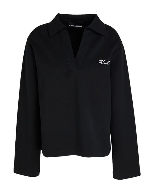 Karl Lagerfeld Black Karl Cares Polo Shirt Organic Cotton, Recycled Polyester, Elastane