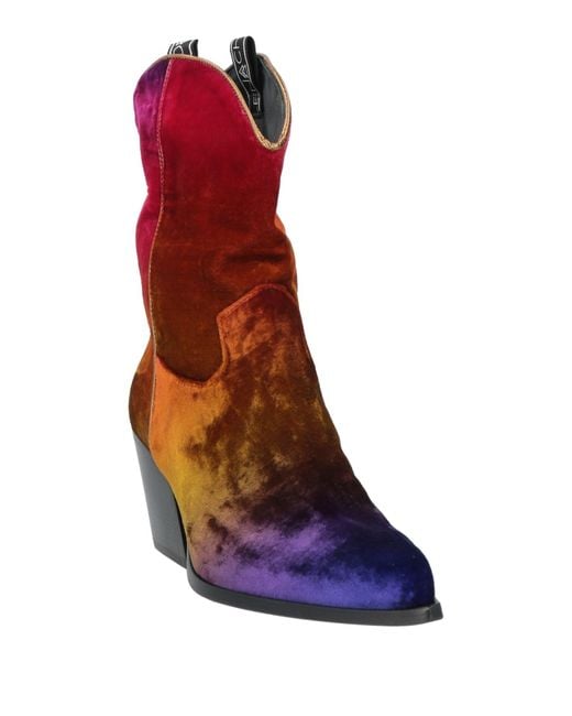 Elena Iachi Red Ankle Boots Textile Fibers