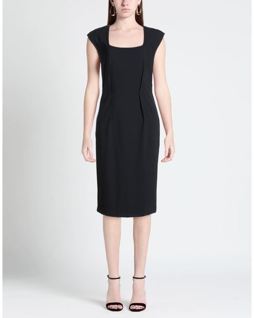 SIMONA CORSELLINI Black Midi Dress Polyester, Elastane