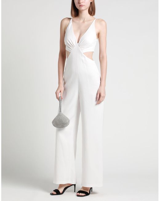 Maje White Jumpsuit Polyester, Acetate, Elastane