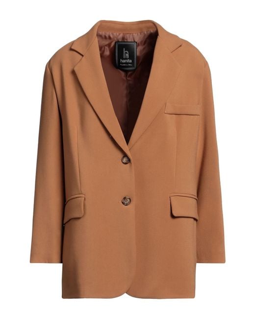 Hanita Brown Blazer Polyester, Viscose, Elastane