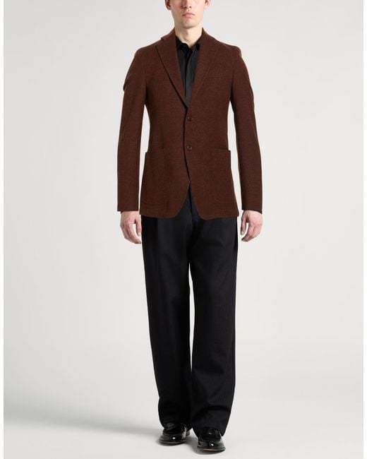 Tombolini Brown Blazer Wool, Polyamide for men