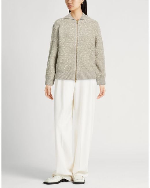 Fabiana Filippi Natural Cardigan Virgin Wool, Polyamide, Silk, Mohair Wool, Metallic Fiber