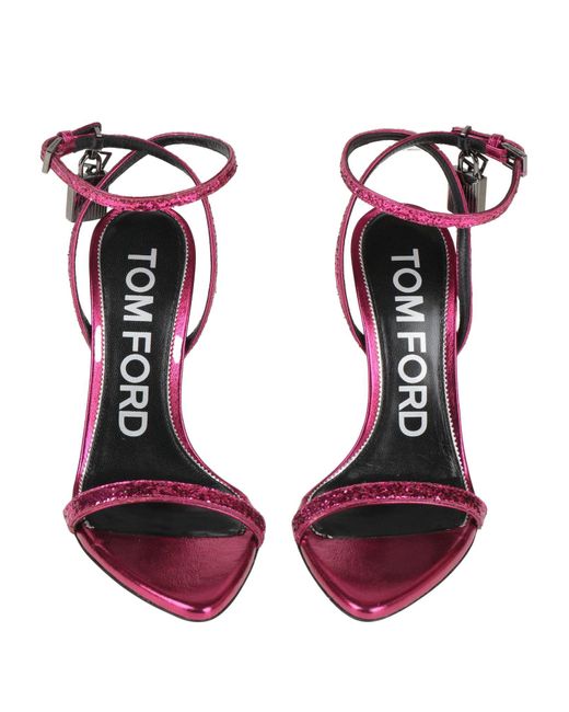 Tom Ford Pink Fuchsia Sandals Polyurethane, Polyester, Cotton, Metal, Leather