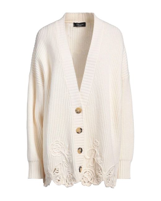 Blumarine White Cream Cardigan Wool