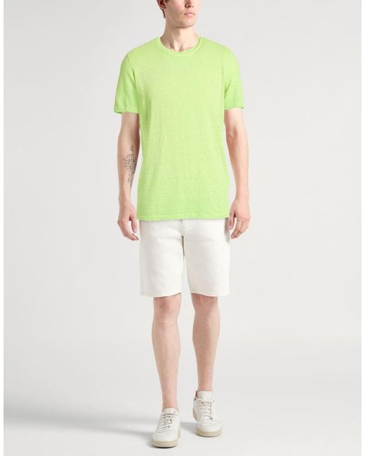 120% Lino Green Lime T-Shirt Linen for men