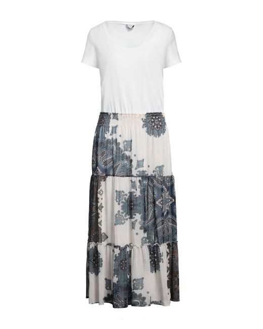 Liu Jo White Midi Dress Polyester, Cotton, Elastane