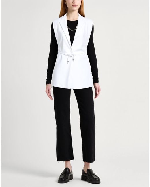 Dondup White Blazer Viscose, Polyamide, Elastane