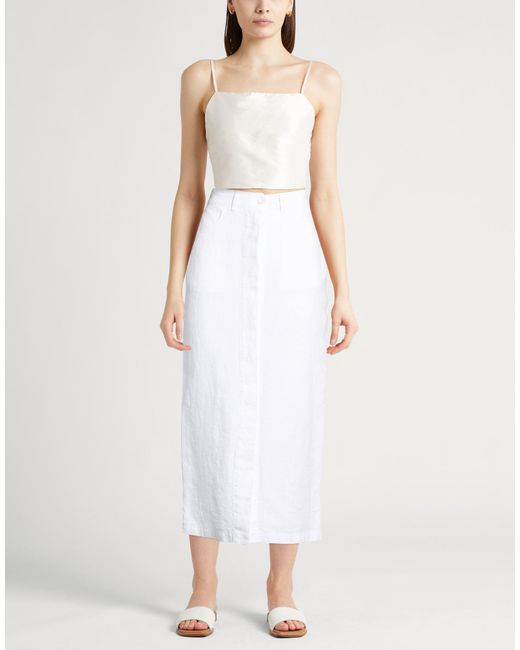 120% Lino White Midi Skirts