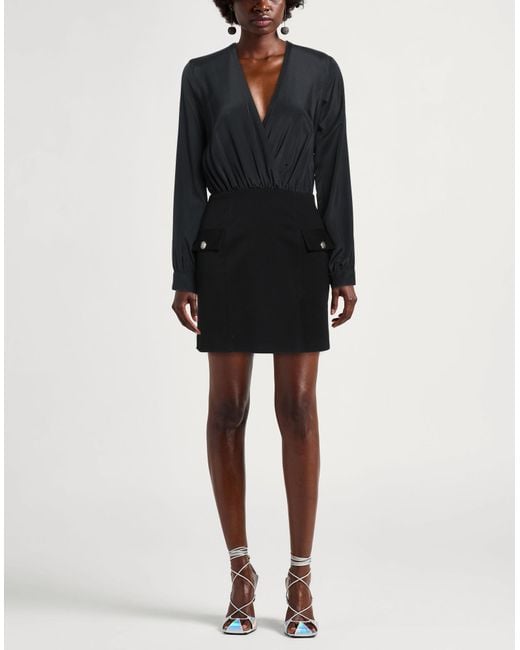 Gaelle Paris Black Mini Dress Rayon, Polyamide, Elastane, Polyester
