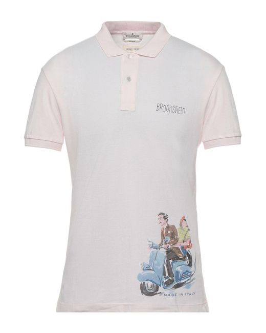 Brooksfield White Polo Shirt Cotton, Elastane for men