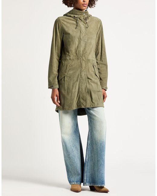 Moorer Green Overcoat & Trench Coat Leather
