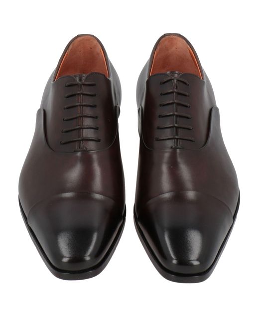 Santoni Brown Lace-Up Shoes Leather for men