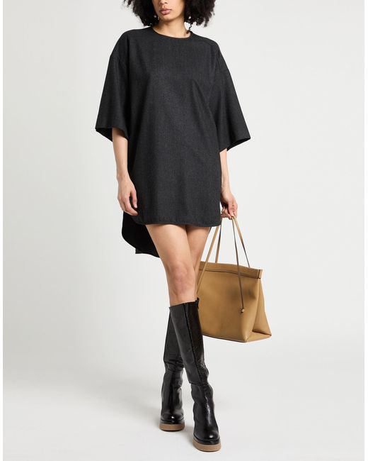 8pm Black Charcoal Mini Dress Wool, Polyester, Viscose