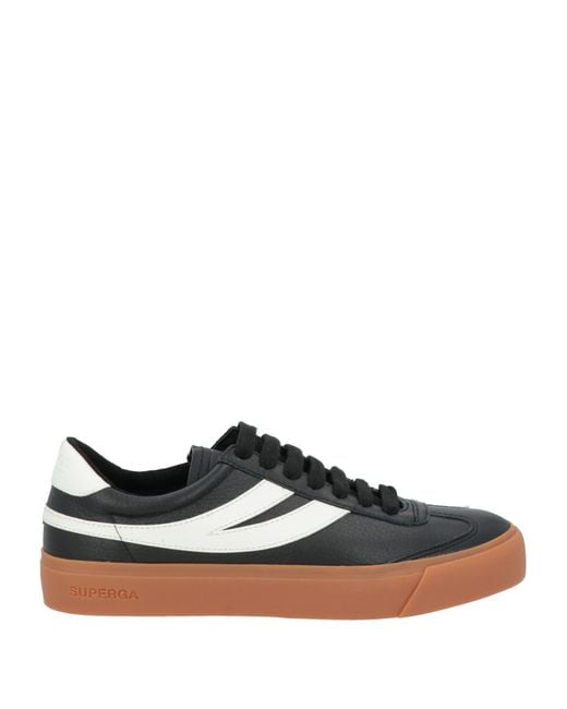 Superga Black Sneakers Leather, Synthetisches Material for men