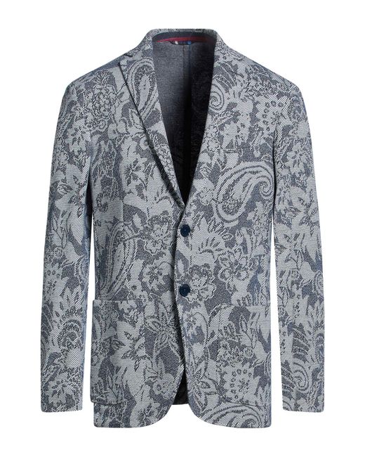 Etro Gray Blazer Cotton, Polyamide, Elastane for men