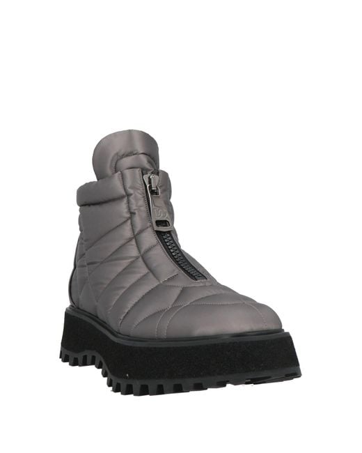 Dolce & Gabbana Gray Ankle Boots Lambskin, Polyester, Polyamide, Polyurethane for men