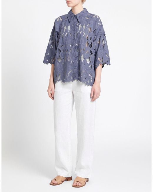 AllSaints Blue Shirt Recycled Polyester, Organic Cotton