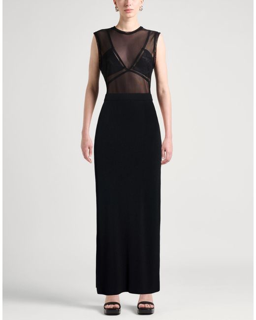 Isabel Benenato Black Maxi Skirt Viscose, Polyester