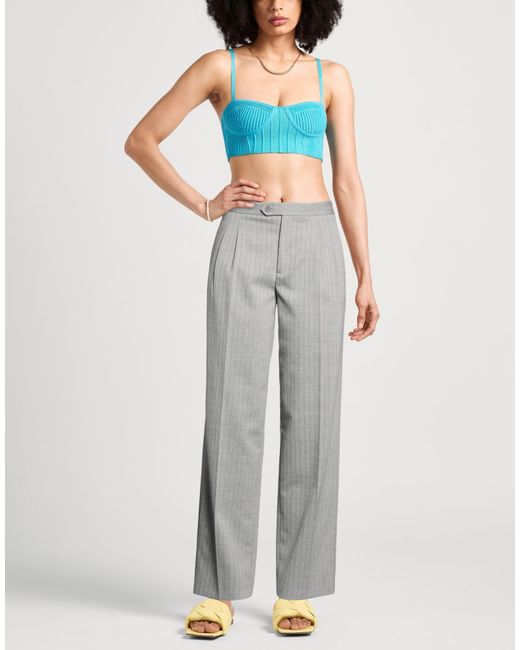 Twinset Gray Pants Polyester, Viscose, Wool, Elastane