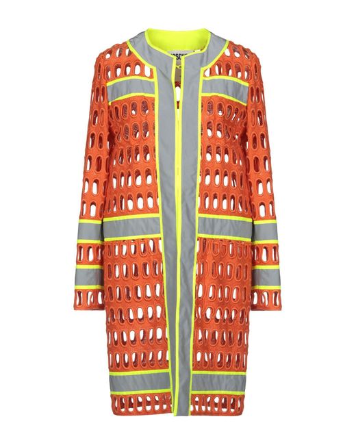 Moschino Red Overcoat & Trench Coat Rayon