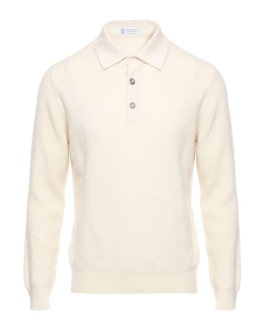 Brunello Cucinelli White Sweater Cashmere for men