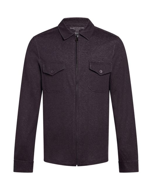 Majestic Filatures Blue Charcoal Shirt Organic Cotton, Cashmere for men