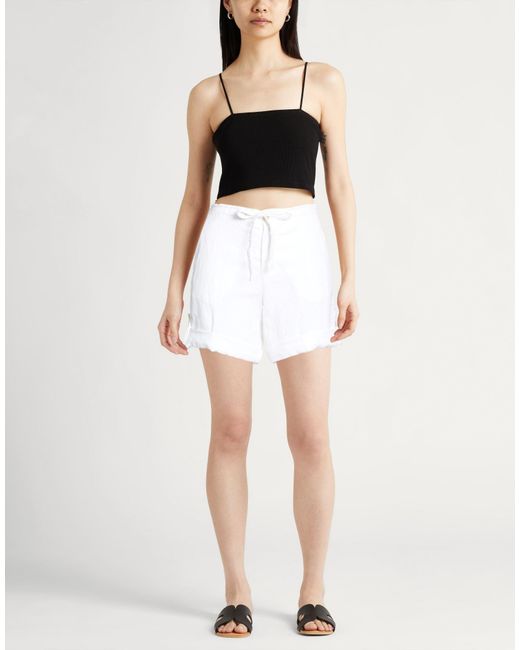 120% Lino White Shorts & Bermuda Shorts Linen