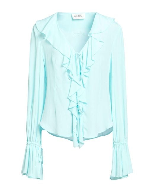 Blugirl Blumarine Blue Shirt Acetate, Silk, Polyamide