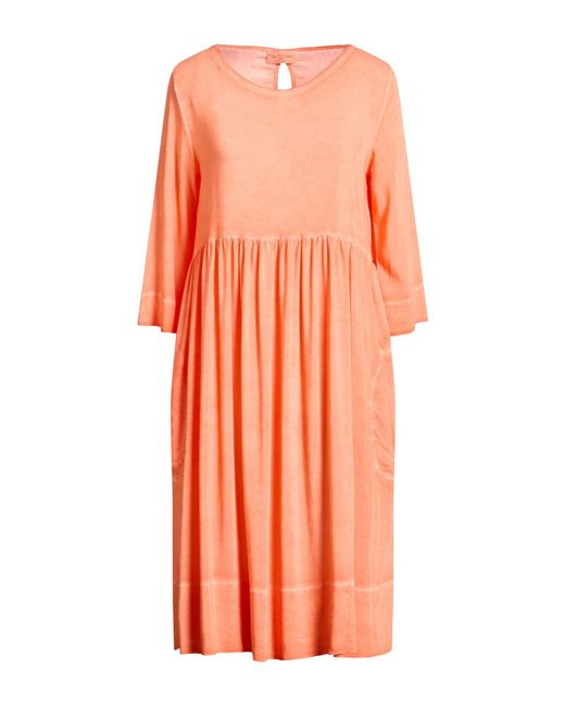 Ploumanac'h Orange Midi Dress Viscose, Polyester