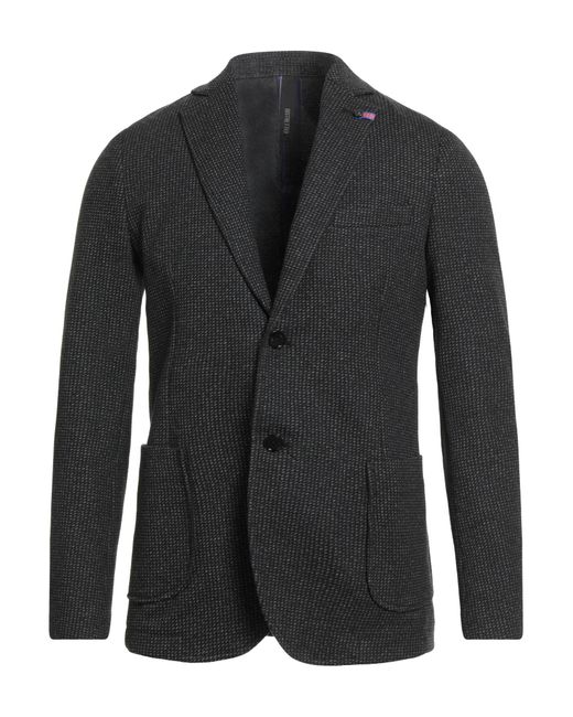 DISTRETTO 12 Black Blazer Polyester, Viscose, Elastane for men