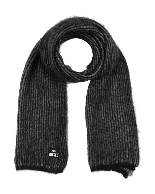 DIESEL Black Scarf Mohair Wool, Nylon, Wool for men