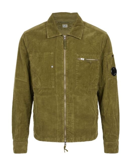 C P Company Green Military Jacket Cotton, Elastane for men
