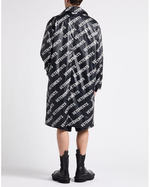 Vetements Black Overcoat & Trench Coat Polyamide for men