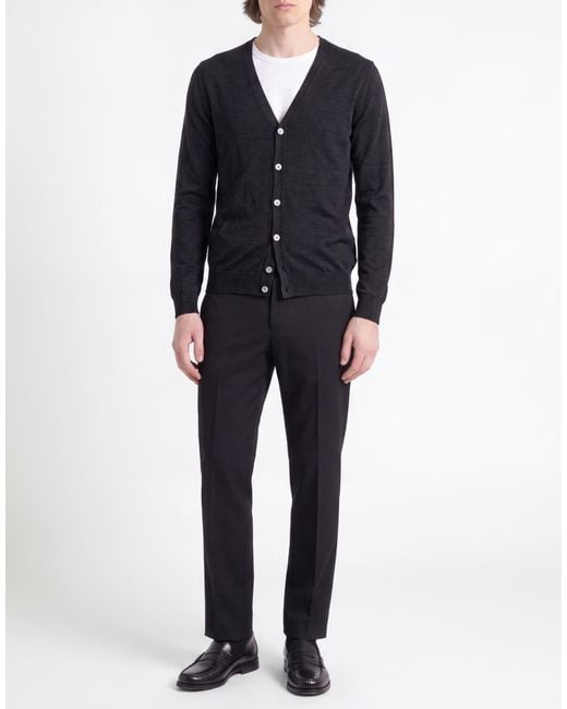 Incotex Black Charcoal Cardigan Virgin Wool, Polyamide for men