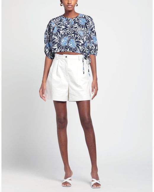 Diane von Furstenberg Blue Dario Cropped Floral-print Woven Blouse