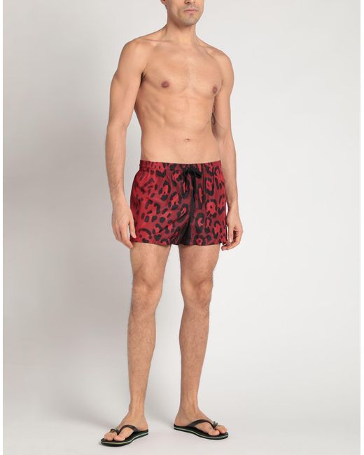 Dolce & Gabbana Red Swim Trunks for men