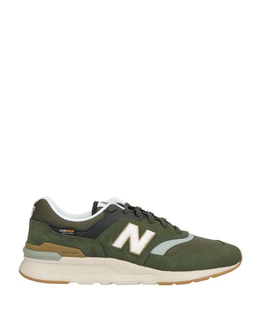 New Balance Green B100 Military Sneakers Leather, Textile Fibers for men