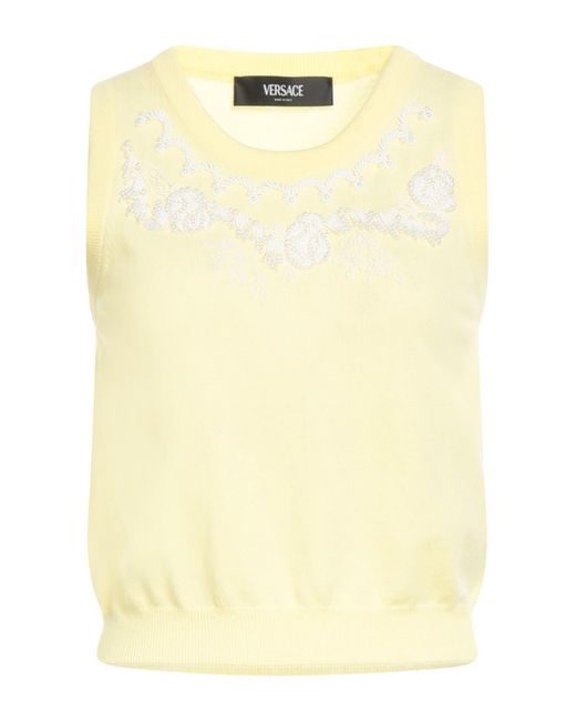 Versace Yellow Sweater Virgin Wool, Cashmere, Glass, Plastic