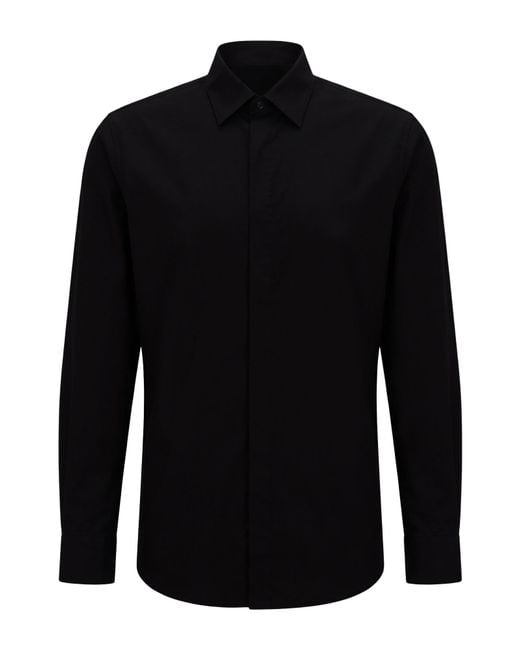 PT Torino Black Shirt Virgin Wool for men